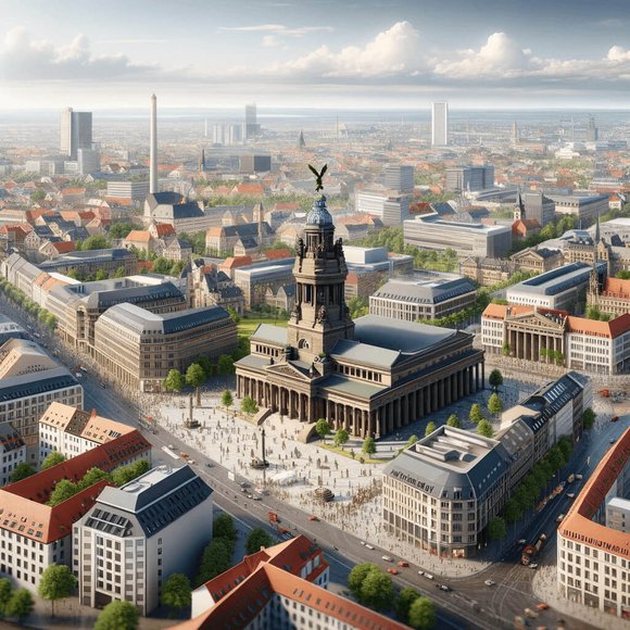 Eine Stadt die Leipzig darstellen soll für Unterkünfte in der nähe vom MFZ Leipzig