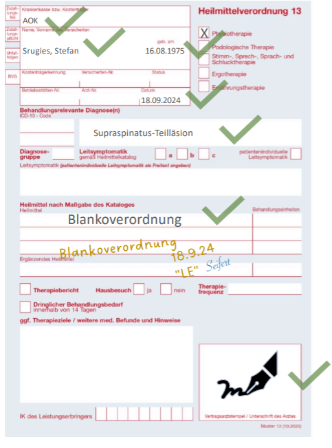 Die Vorderseite einer Blankoverordnung